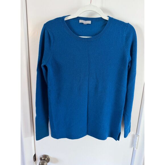 Neiman Marcus Cashmere Collection 100% Cashmere Teal Crew Long Sleeve Sweater - Picture 1 of 3